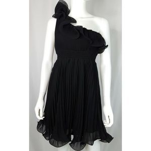 Black One Shoulder Evening Cocktail Dress
